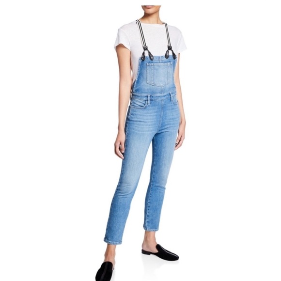 FRAME Denim Striped Suspender Overalls. - Picture 1 of 8